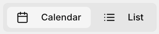Toggle calendar and list views